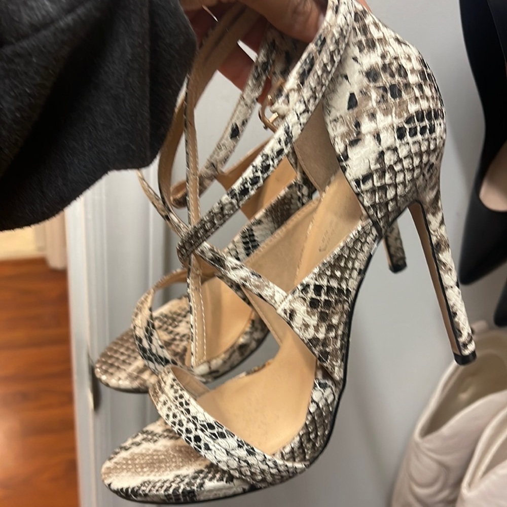 Snake Skin Open Toe Heels